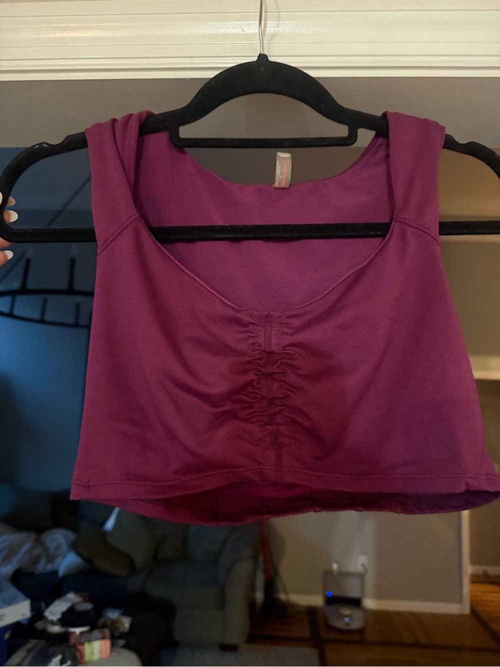 Free People Ruched Front Crop Top in Berry